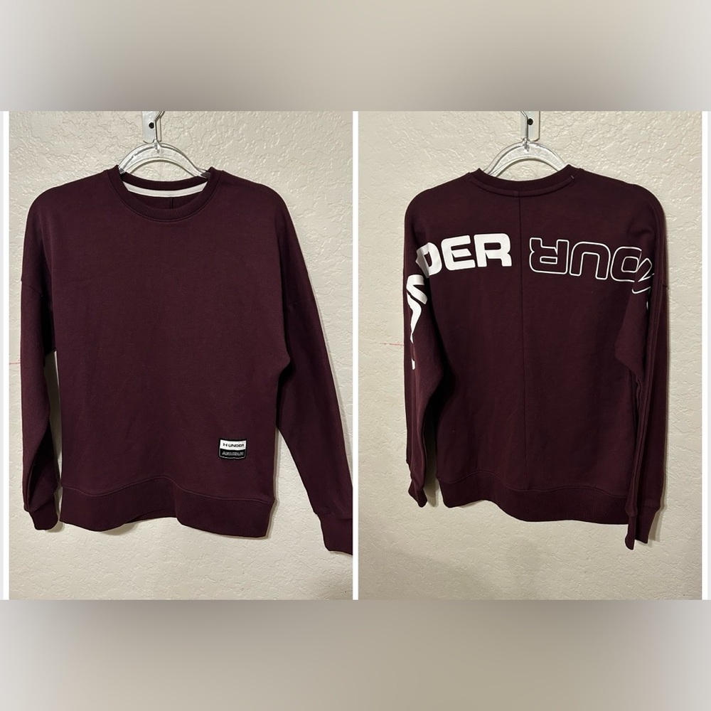 🚀Under Armour boys Maroon Crewneck Sweater size YLG 14-16 NWT